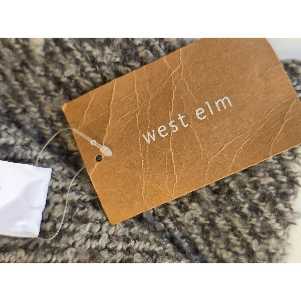 West Elm Boucle Pillow Cover 18x18 NWT Gray Wool Blnd Modern Neutral Cotton Back